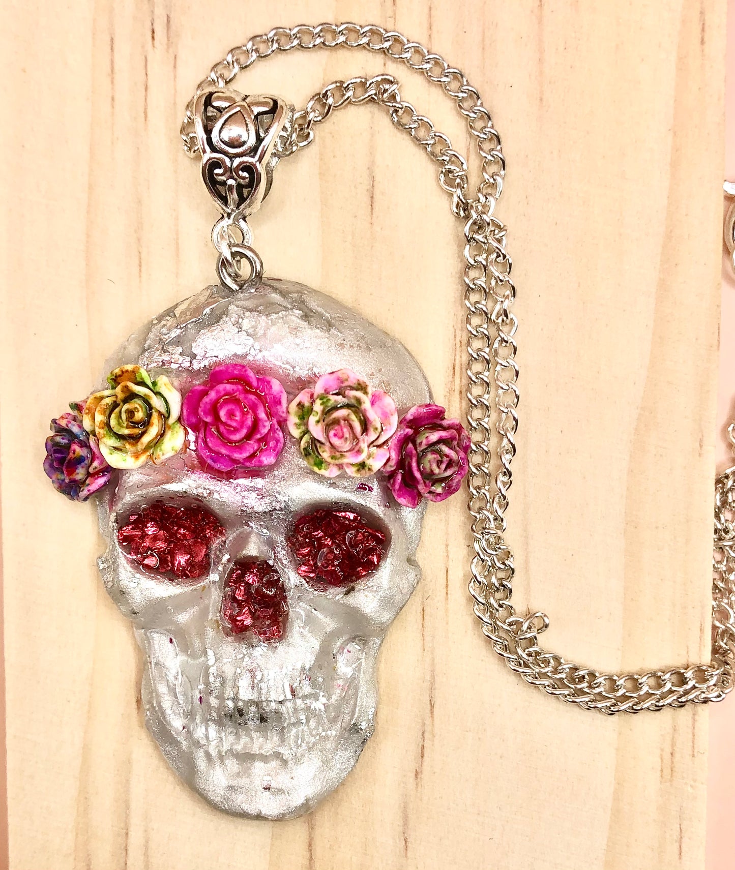 Sugar Skull Necklace- Pearl